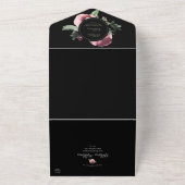 ウィンターグリーン花模様ブラック オールインワン招待状 (外側)