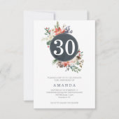 ウィンターグレイリースブーケナイエージ誕生日 招待状 (正面)