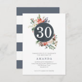 ウィンターグレイリースブーケナイエージ誕生日 招待状 (正面/裏面)