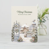 ウィンターゲートクリスマスカード – 雪のコテージシーン シーズンカード (スタンド正面)
