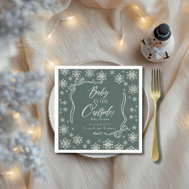 ウィンターコケットグリーンのペーパーナプキン「Baby it's cold outside」 スタンダードカクテルナプキン