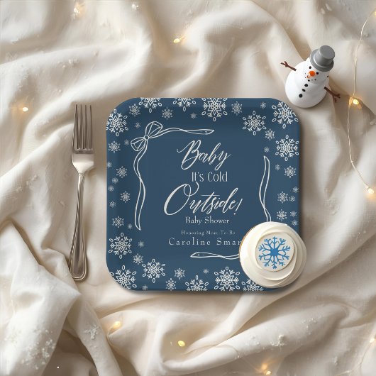 ウィンターコケットブルーベビー寒い ペーパープレート