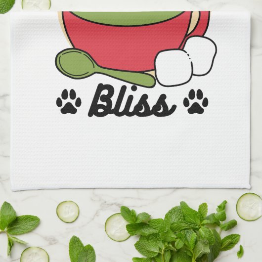 ウィンターココアブリス – 可愛い犬inマグカップデザイン キッチンタオル (折り畳み)