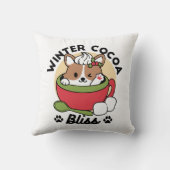 ウィンターココアブリス – 可愛い犬inマグカップデザイン クッション (裏面)