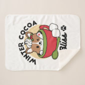 ウィンターココアブリス – 可愛い犬inマグカップデザイン シェルパブランケット (正面(横))