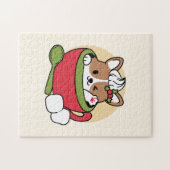 ウィンターココアブリス – 可愛い犬inマグカップデザイン ジグソーパズル (横)