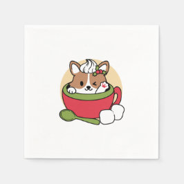 ウィンターココアブリス – 可愛い犬inマグカップデザイン スタンダードカクテルナプキン