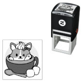 ウィンターココアブリス – 可愛い犬inマグカップデザイン セルフインキングスタンプ (インサイチュ)