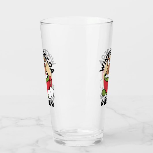 ウィンターココアブリス – 可愛い犬inマグカップデザイン タンブラーグラス (左)