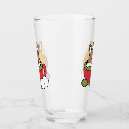 ウィンターココアブリス – 可愛い犬inマグカップデザイン タンブラーグラス (左)