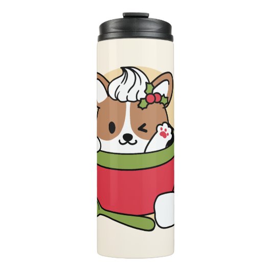 ウィンターココアブリス – 可愛い犬inマグカップデザイン タンブラー (正面)