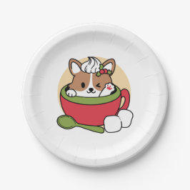 ウィンターココアブリス – 可愛い犬inマグカップデザイン ペーパープレート