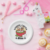 ウィンターココアブリス – 可愛い犬inマグカップデザイン ペーパープレート (パーティー)