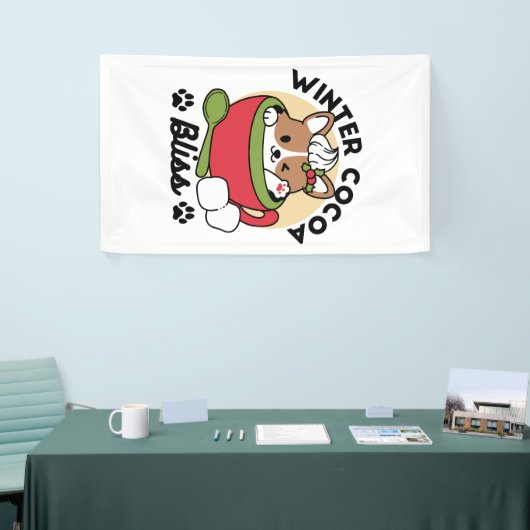 ウィンターココアブリス – 可愛い犬inマグカップデザイン 横断幕 (トレードショー)