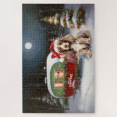 ウィンターコッカースパニエル犬キャラバンクリスマスアドベンチャー ジグソーパズル (縦)