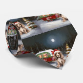 ウィンターコッカースパニエル犬キャラバンクリスマスアドベンチャー ネクタイ (ロール)