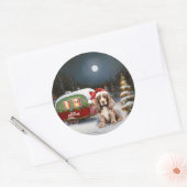 ウィンターコッカースパニエル犬キャラバンクリスマスアドベンチャー ラウンドシール (封筒)