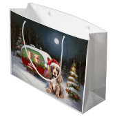 ウィンターコッカースパニエル犬キャラバンクリスマスアドベンチャー ラージペーパーバッグ (裏面アングル)