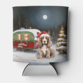 ウィンターコッカースパニエル犬キャラバンクリスマスアドベンチャー 缶クーラー (正面)