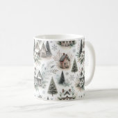 ウィンターコテージの雪景色パターン コーヒーマグカップ (正面右)
