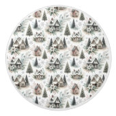 ウィンターコテージの雪景色パターン セラミックノブ (正面)