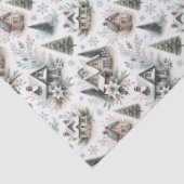 ウィンターコテージの雪景色パターン 薄葉紙 (詳細)
