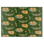 ウィンターコテージコアスリープキツネグリーンサービングトラ カッティングボード (正面)