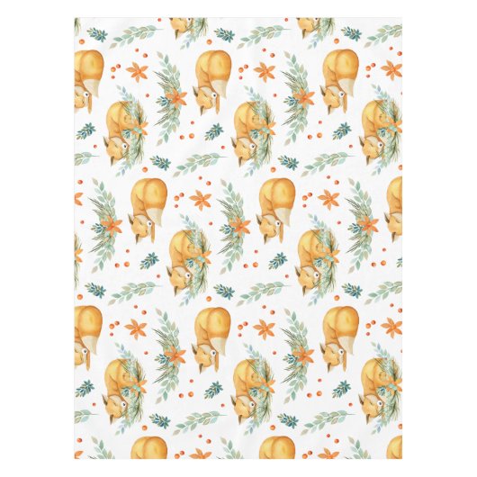 ウィンターコテージコアスリープキツネ テーブルクロス (正面)