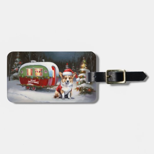 ウィンターコーギーのキャラバンクリスマスアドベンチャー ラゲッジタグ (正面横)