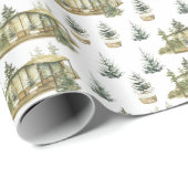 ウィンターコージーコテージフィールツリーズホリデークリスマス ラッピングペーパー (ロールコーナー)