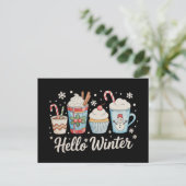 ウィンターコーヒースノーマンクリスマス シーズンポストカード (スタンド正面)