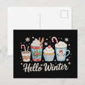 ウィンターコーヒースノーマンクリスマス シーズンポストカード (正面/裏面)