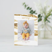 ウィンターゴールドスワッシュ メリースクリプト タイポグラフィ フォト ポストカード (スタンド正面)