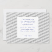 ウィンターサンキュー誕生日シルバーマゼンタグリッター サンキューカード (裏面)