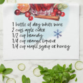 ウィンターサングリアレシピホリデー キッチンタオル (折り畳み)