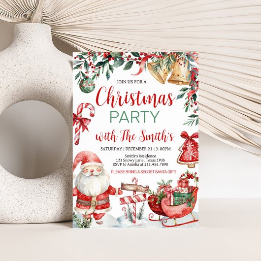 ウィンターサンタクリスマスパーティの招待状 招待状