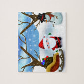 ウィンターサンタクロースと雪だるま ジグソーパズル (縦)