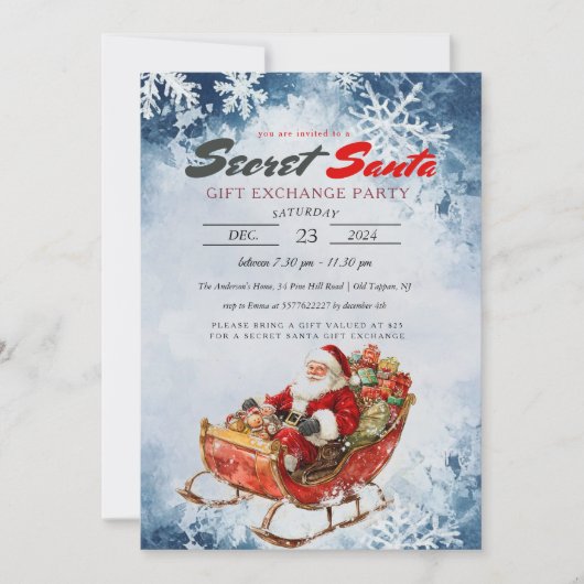 ウィンターサンタズリーシークレットサンタクリスマスパーティー 招待状 (正面)