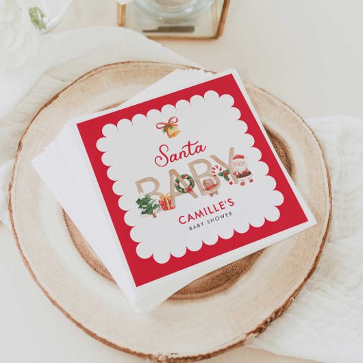 ウィンターサンタベビーシャワー招待状 スタンダードカクテルナプキン