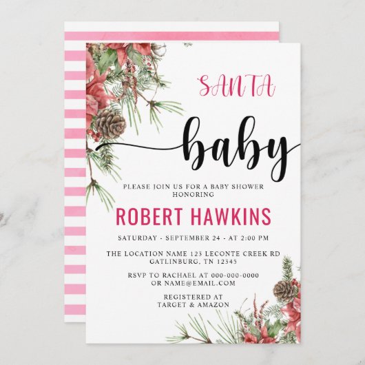 ウィンターサンタベビーベビーシャワー招待状 招待状 (正面/裏面)