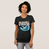 ウィンターサーファーカモメ、カモメのサーフィン Tシャツ (正面フル)