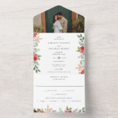 ウィンターシックボタニカルフローラグリーン結婚ズ オールインワン招待状 (内側)