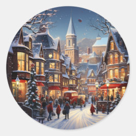ウィンターシティクリスマスお祝いシール ラウンドシール