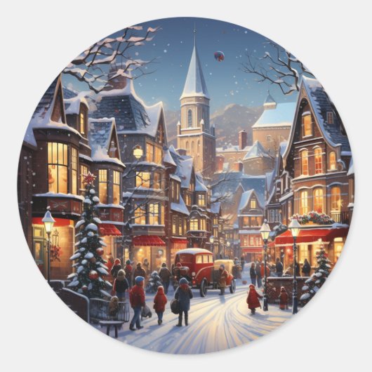 ウィンターシティクリスマスお祝いシール ラウンドシール (正面)