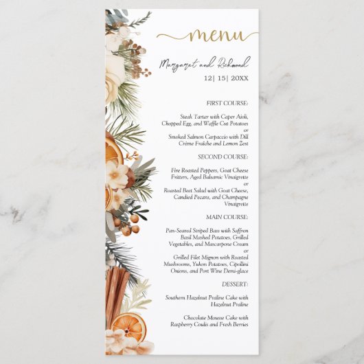 ウィンターシトラスフローラ結婚クリスマスフラットメニュー メニュー (正面)