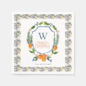 ウィンターシトラスボタニカル花模様 |緑 スタンダードカクテルナプキン (正面)