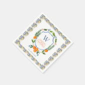 ウィンターシトラスボタニカル花模様 |緑 スタンダードカクテルナプキン (角)