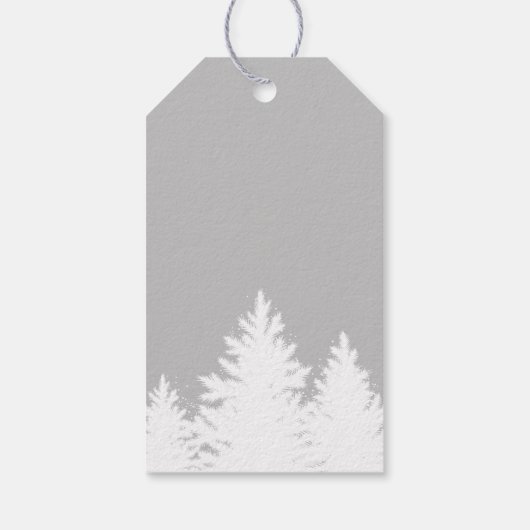 ウィンターシルエットツリーズホリデーパーソナライズされたブルー ギフトタグ (裏面)