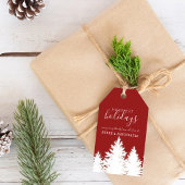ウィンターシルエットツリーズホリデーパーソナライズされたレッド ギフトタグ