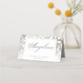 ウィンターシルバーと金ゴールドスパークル結婚ズ プレイスカード (正面)